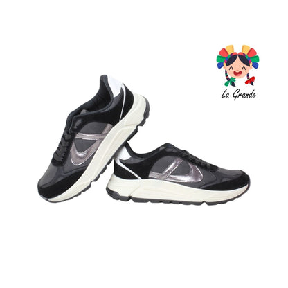 010952 PANAM Negro Plomo Napa Tenis Casual Original para Caballero