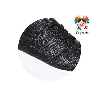 010956 PANAM Negro Napa Tenis Casual para Dama y Joven