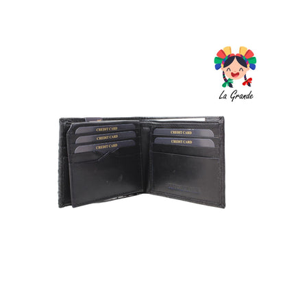 010 Cartera Negro Textura Total Casual para Caballero