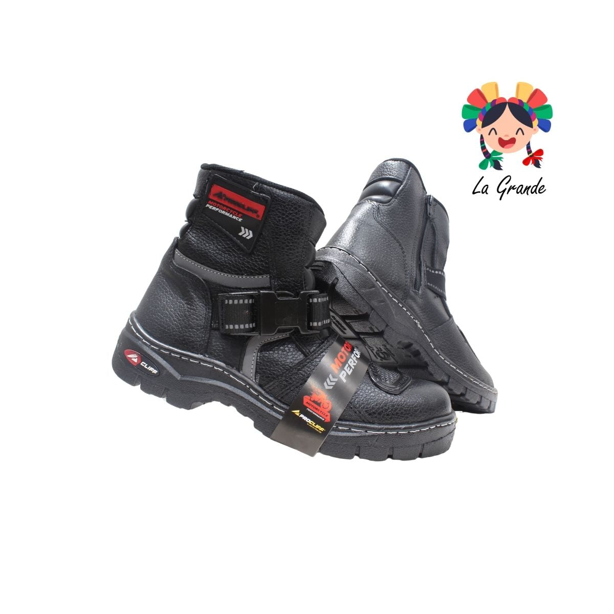 0110 CLIFF Negro Piel Bota tipo Motociclista para Caballero