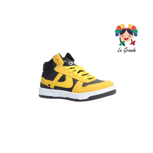 011500 PANAM Negro Amarillo Napa Tenis Escolar Urbano para Niña y Niño Original