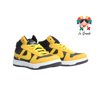 011500 PANAM Negro Amarillo Napa Tenis Escolar Urbano para Niña y Niño Original