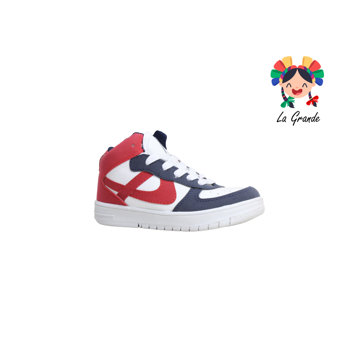 011514 PANAM Bco Azul Rojo Napa Tenis Escolar Urbano para Niña y Niño Original