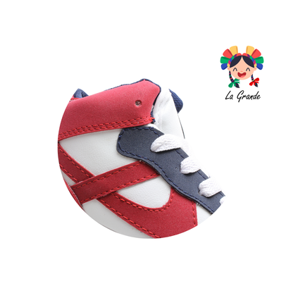 011514 PANAM Bco Azul Rojo Napa Tenis Escolar Urbano para Niña y Niño Original