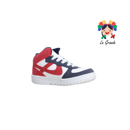 011514 PANAM Bco Azul Rojo Napa Tenis Escolar Urbano para Niña y Niño Original