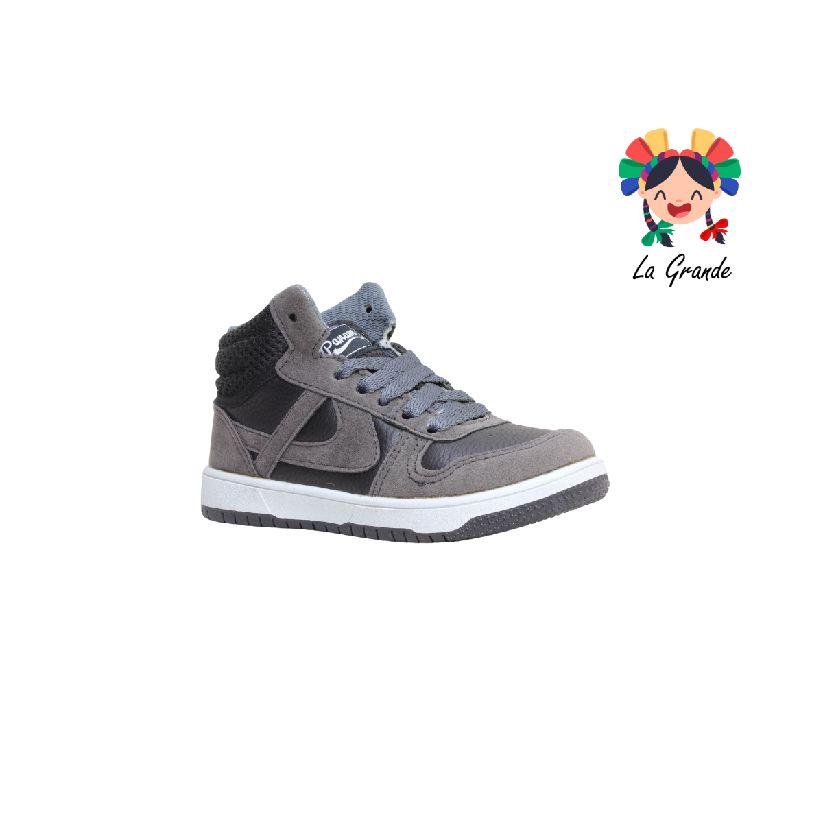 011517 PANAM Gris Negro Napa Tenis Escolar Urbano para Niña y Niño Original