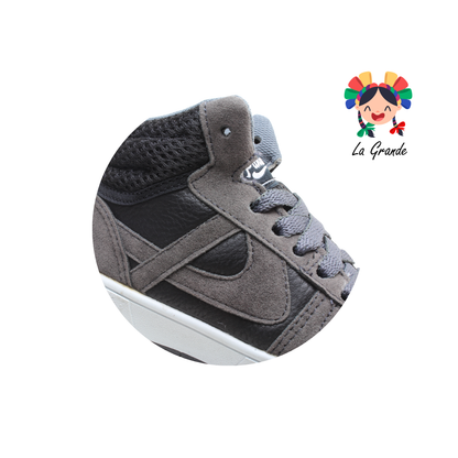 011517 PANAM Gris Negro Napa Tenis Escolar Urbano para Niña y Niño Original