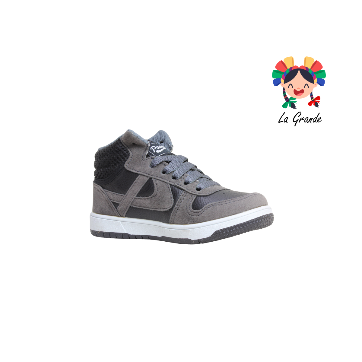 011517 PANAM Gris Negro Napa Tenis Escolar Urbano para Niña y Niño Original