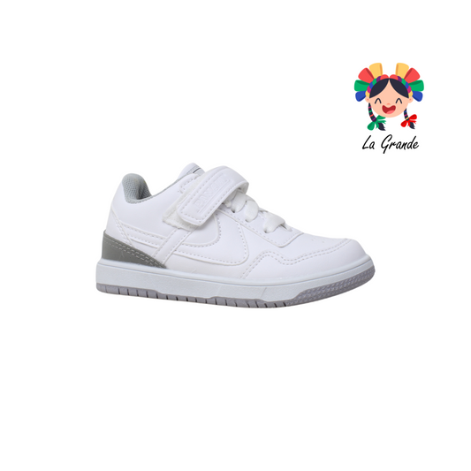 011625 PANAM Blanco Gris Sint Tenis Urbano Choclo Escolar para Niña y Niño