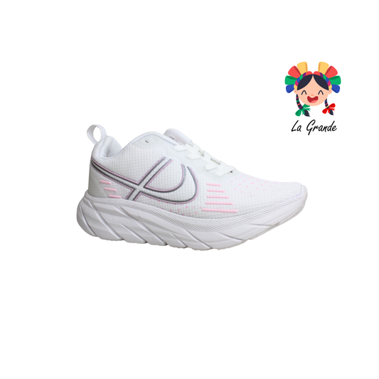 012019 PANAM Bco Pta Rosa Textil Tenis Casual Original para Dama