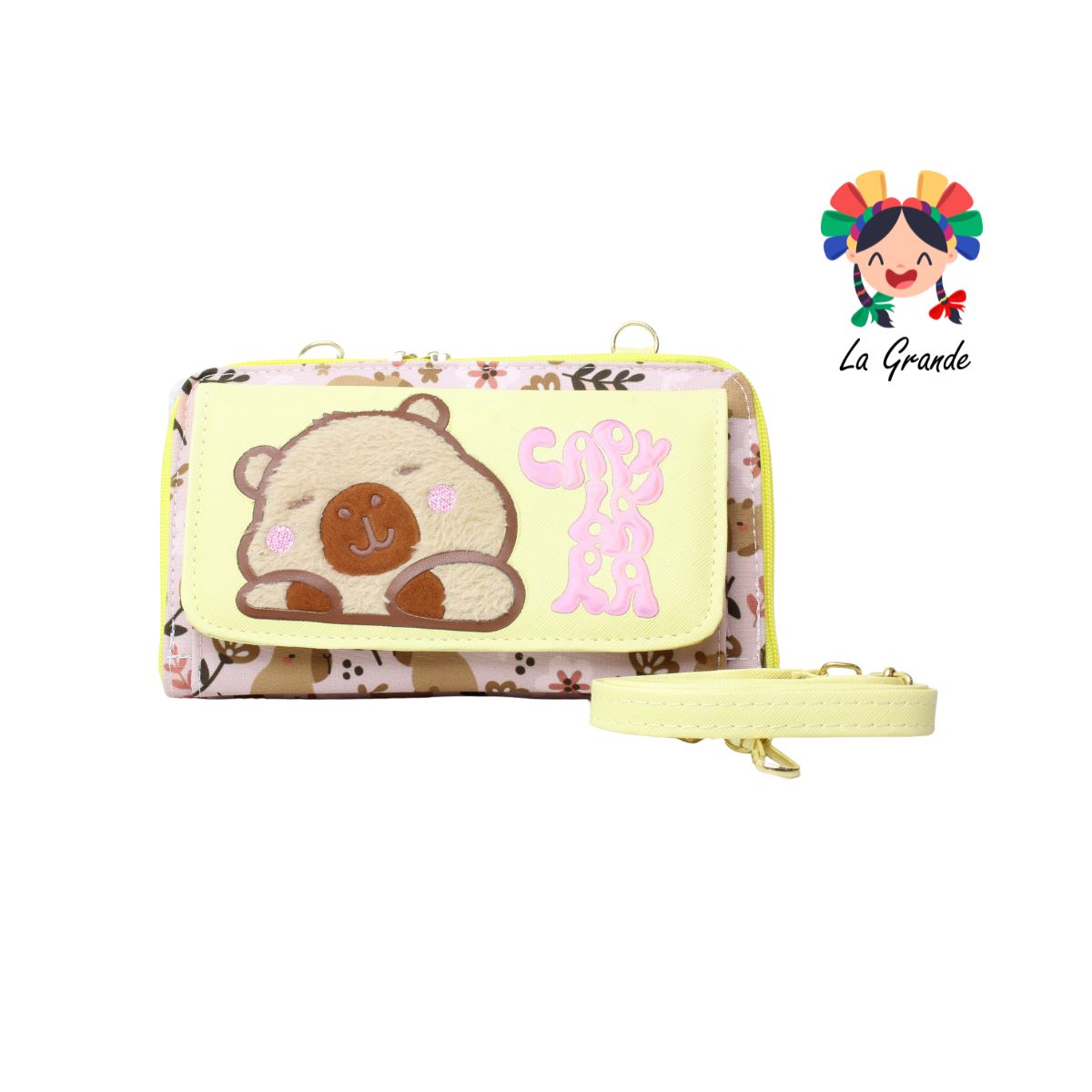 014 Cartera Amarillo Latte Capibara con Porta Celular