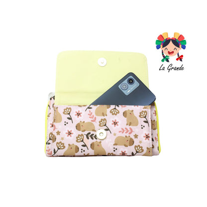 014 Cartera Amarillo Latte Capibara con Porta Celular