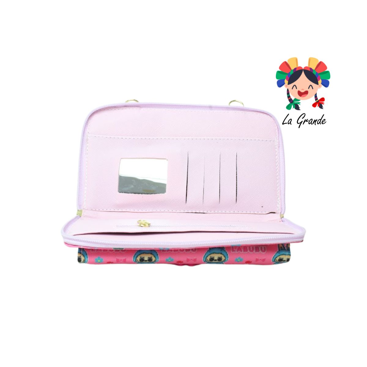 014 Cartera Rosa Lila Labub con Porta Celular