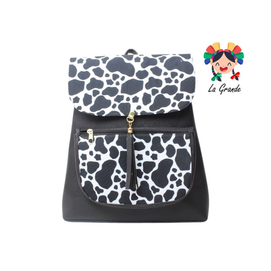 017 Mochila Negra Vaca Casual para Dama