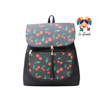017 Mochila Negro Cereza Casual para Dama