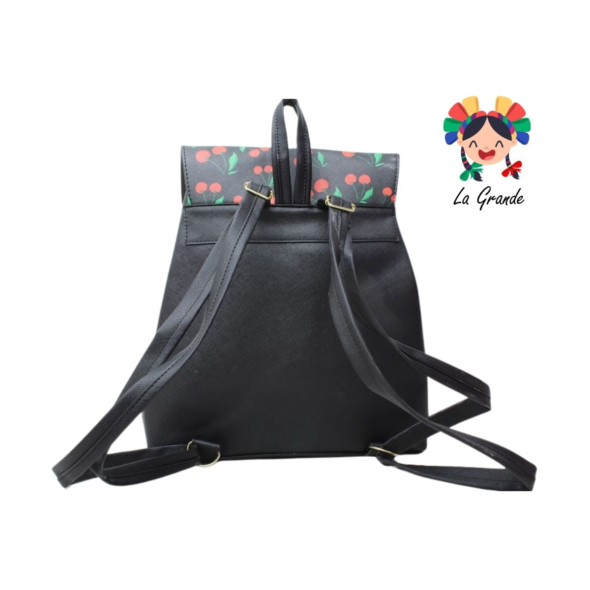 017 Mochila Negro Cereza Casual para Dama