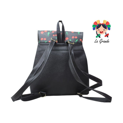 017 Mochila Negro Cereza Casual para Dama