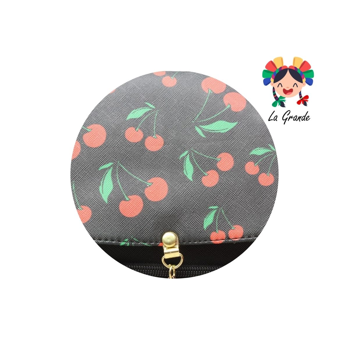 017 Mochila Negro Cereza Casual para Dama