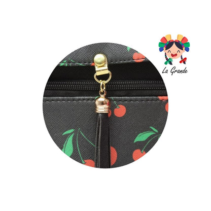 017 Mochila Negro Cereza Casual para Dama