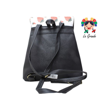 017 Mochila Negro Fresa Casual para Dama