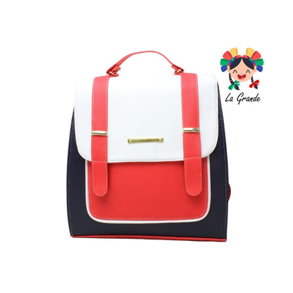 017 Mochila Rojo Mno Bco Casual para Dama