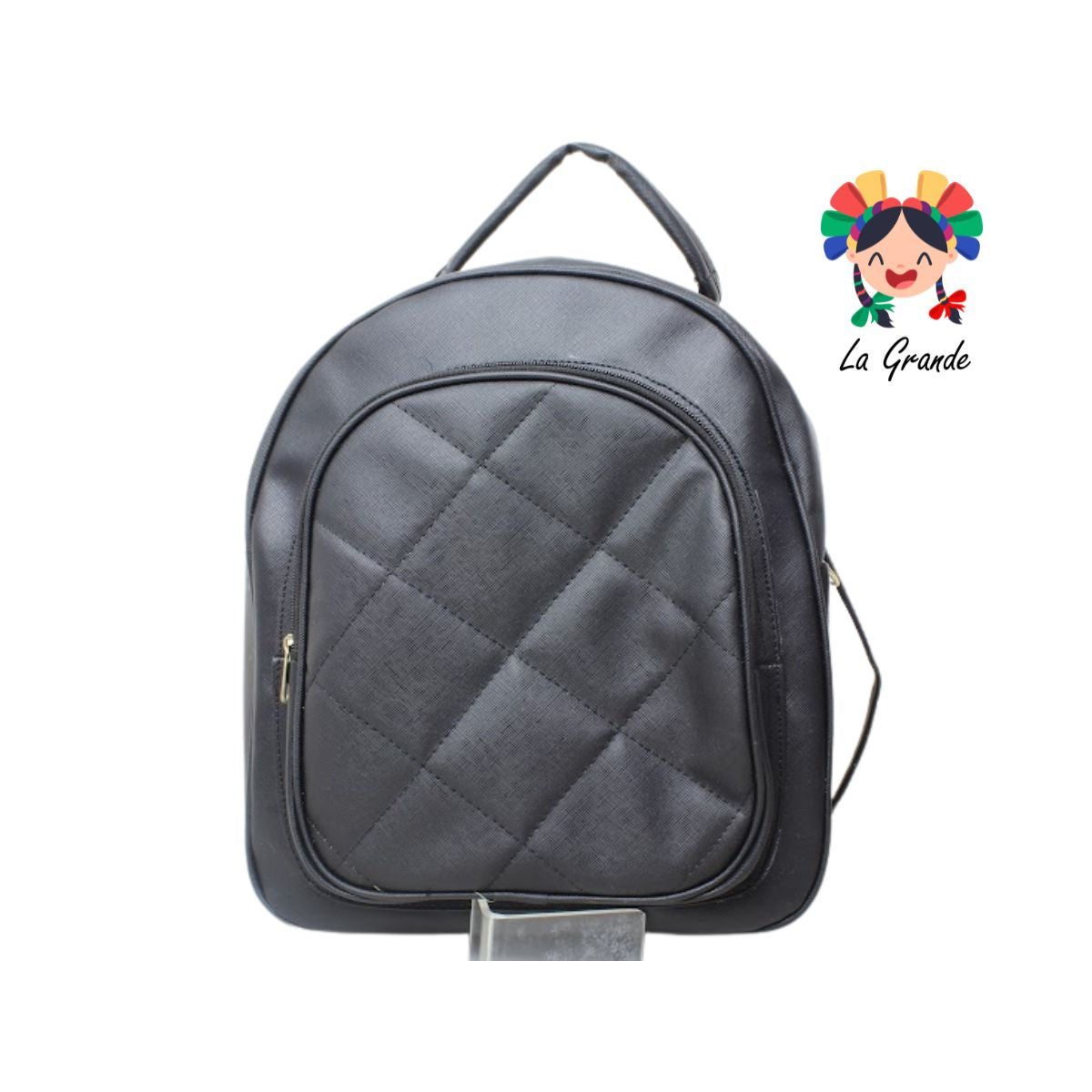 018 Mochila Negra Bolsa Rombos Casual para Dama