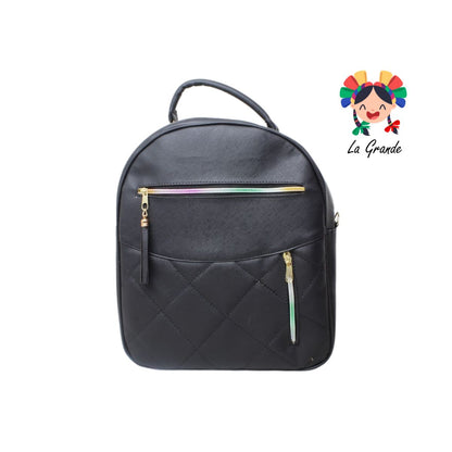 018 Mochila Negra Tornasol Casual Grabada para Dama