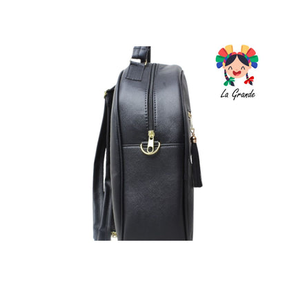 018 Mochila Negra Tornasol Casual Grabada para Dama