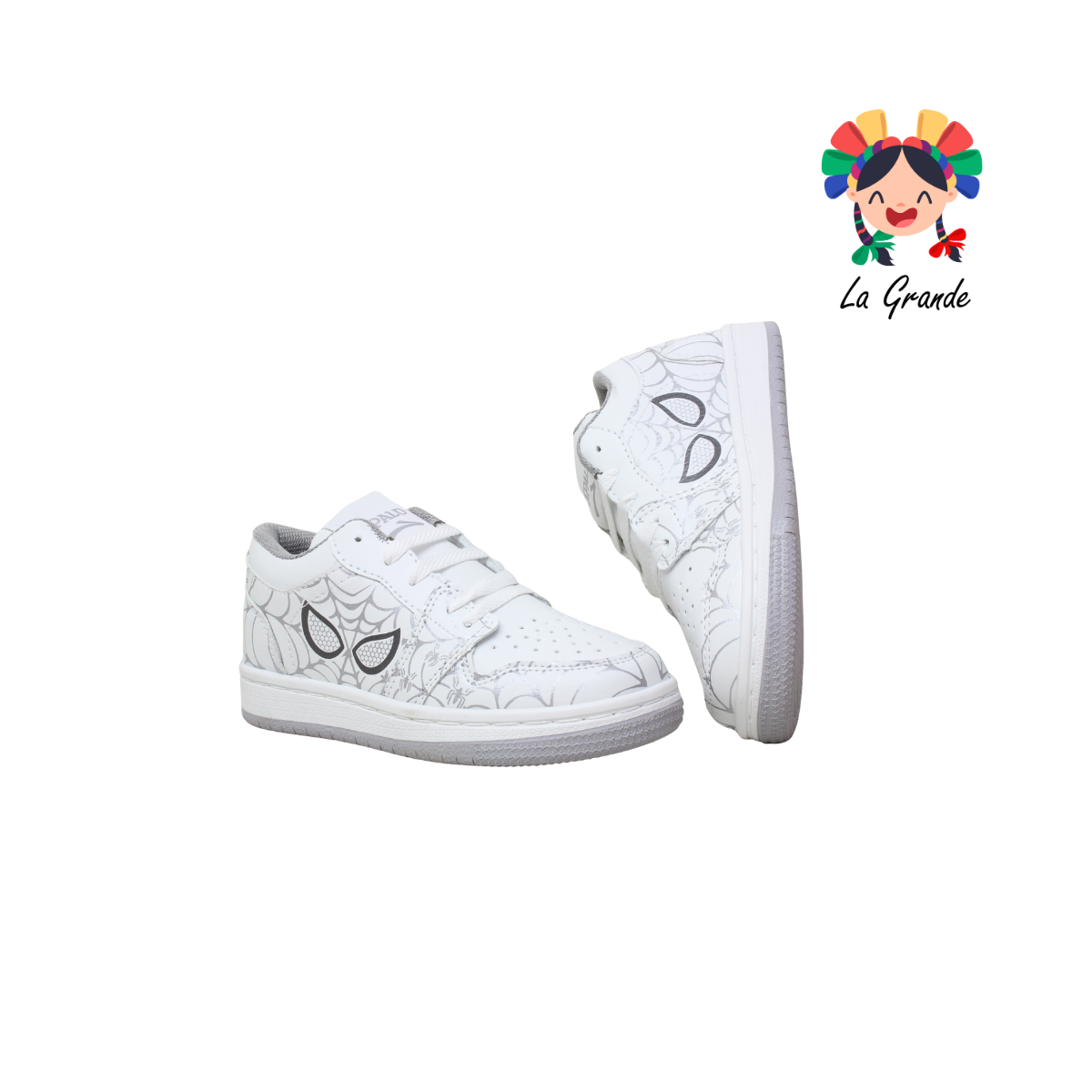 01 SPIDER SPALD Blanco Plata Sint Tenis Escolar para Niño