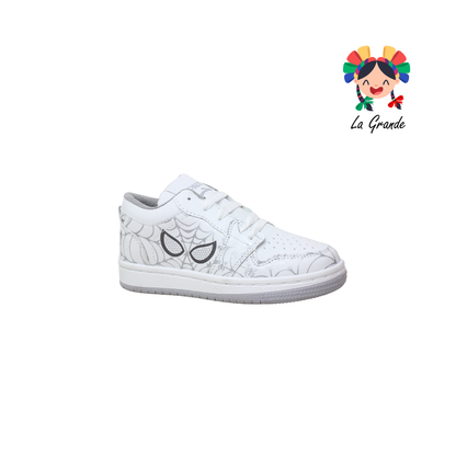 01 SPIDER SPALD Blanco Plata Sint Tenis Escolar para Niño