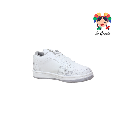 01 SPIDER SPALD Blanco Plata Sint Tenis Escolar para Niño