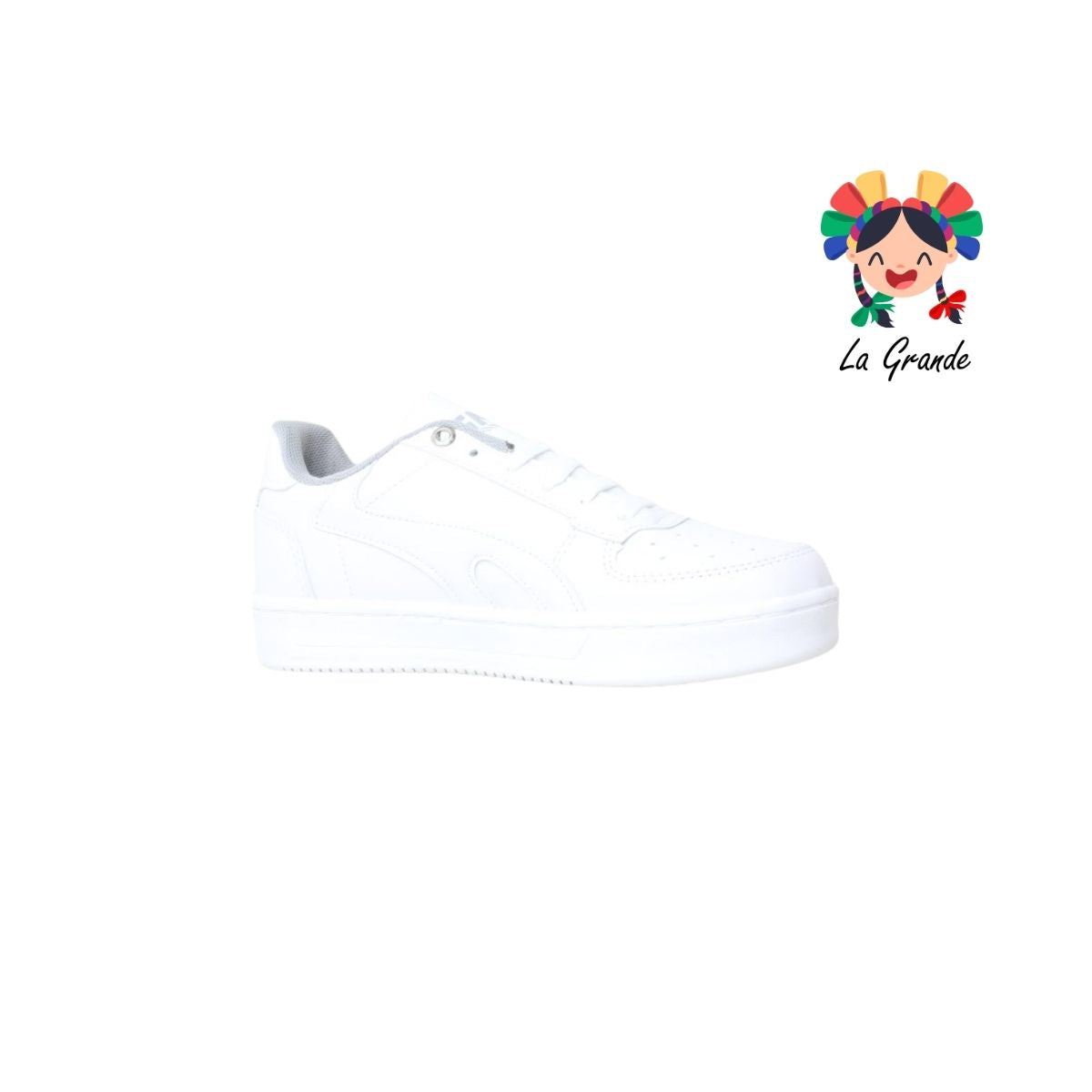 020 SNIK Blanco Blanco Sintético Tenis Escolar para Dama y Joven