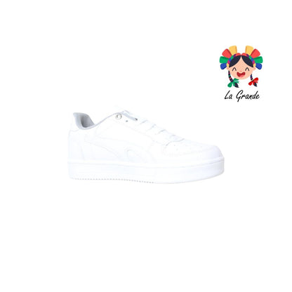 020 SNIK Blanco Blanco Sintético Tenis Escolar para Dama y Joven