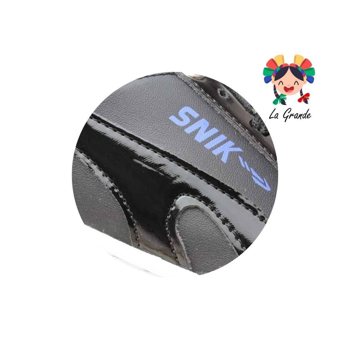 020 SNIK Negro Rey Charol Sintético Tenis Casual para Dama y Joven
