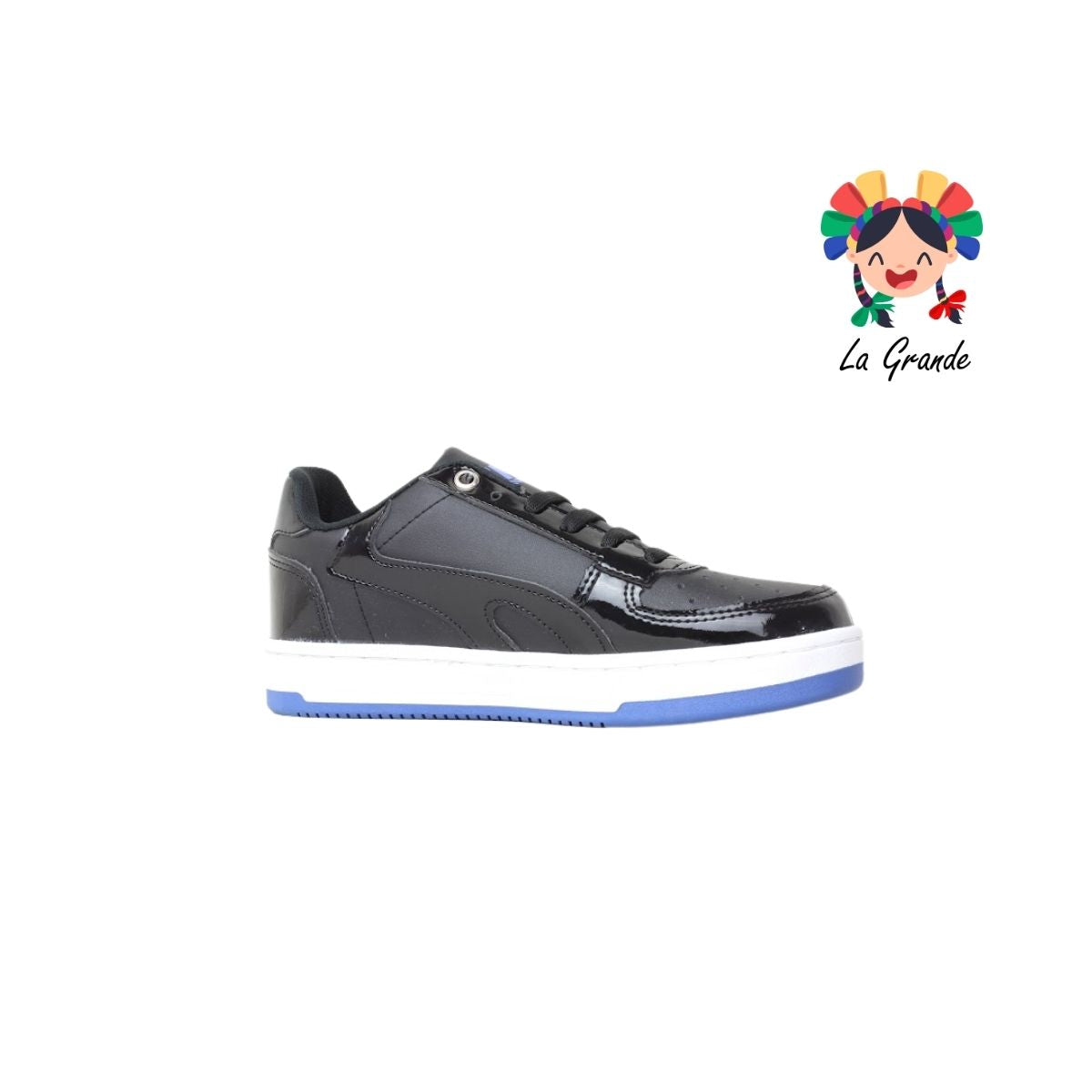020 SNIK Negro Rey Charol Sintético Tenis Casual para Dama y Joven