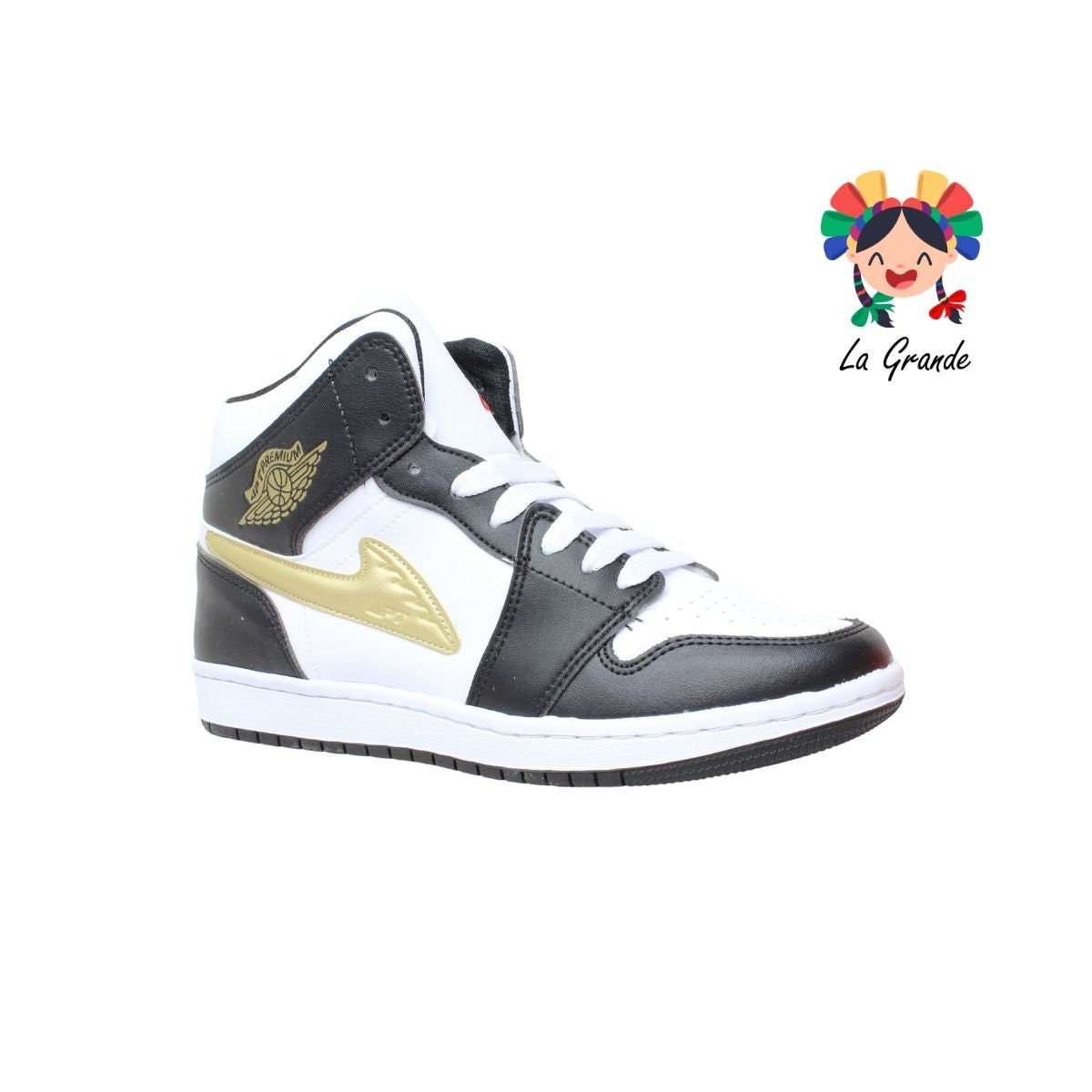 023 APT Bco Negro Oro Tenis Casual para Caballero