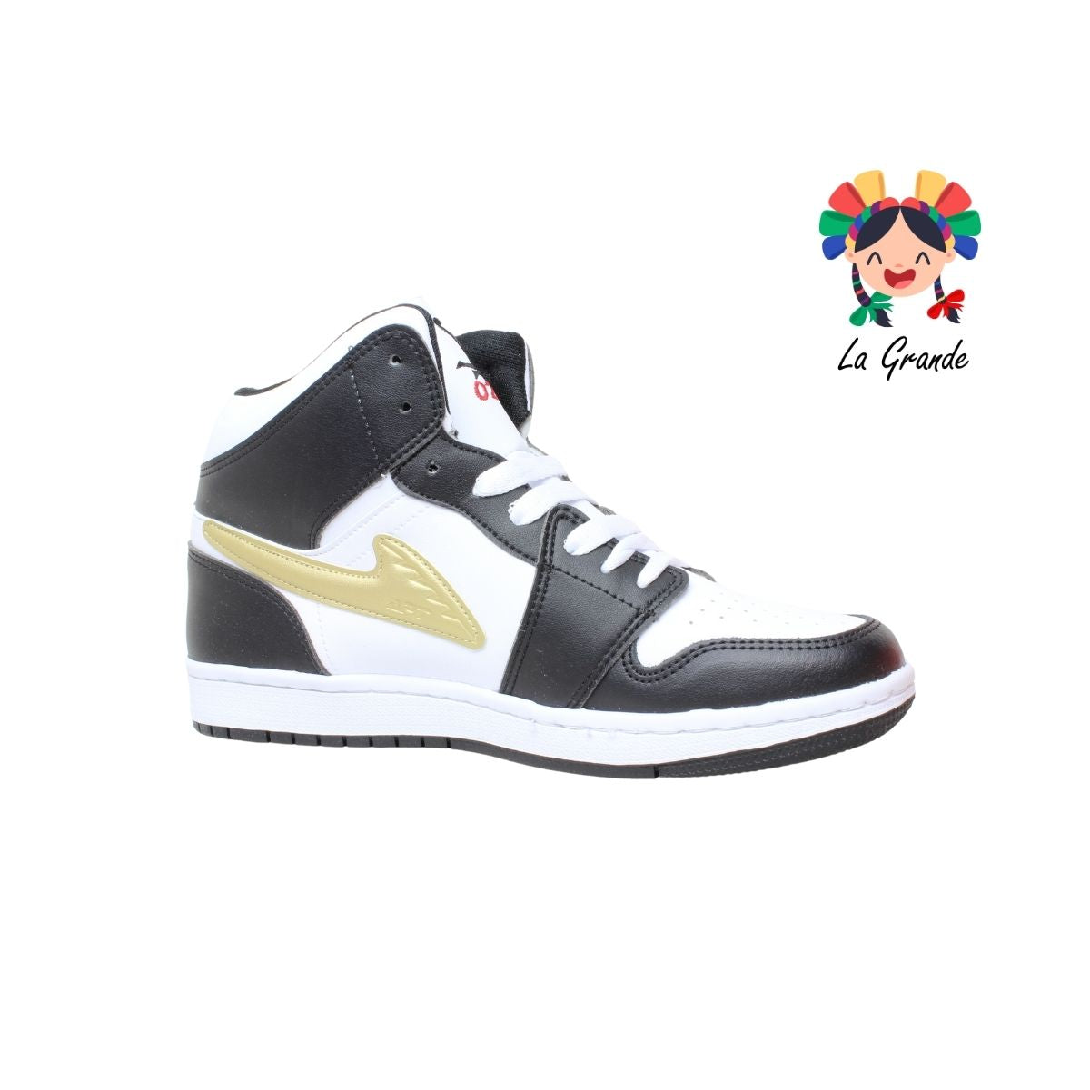 023 APT Bco Negro Oro Tenis Casual para Caballero