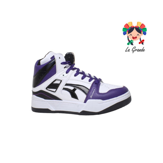 023-B HARMAN Bco Ngo Mdo Sintético Tenis tipo Bota Urban para Niña, Niño, Dama y Joven