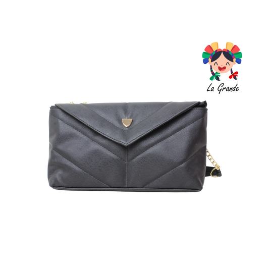 024 Bolsa Negra tipo Cartera con Cadena para Dama