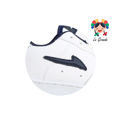 273 APT Blanco Marino Piel Tenis Escolar para Niña y Niño