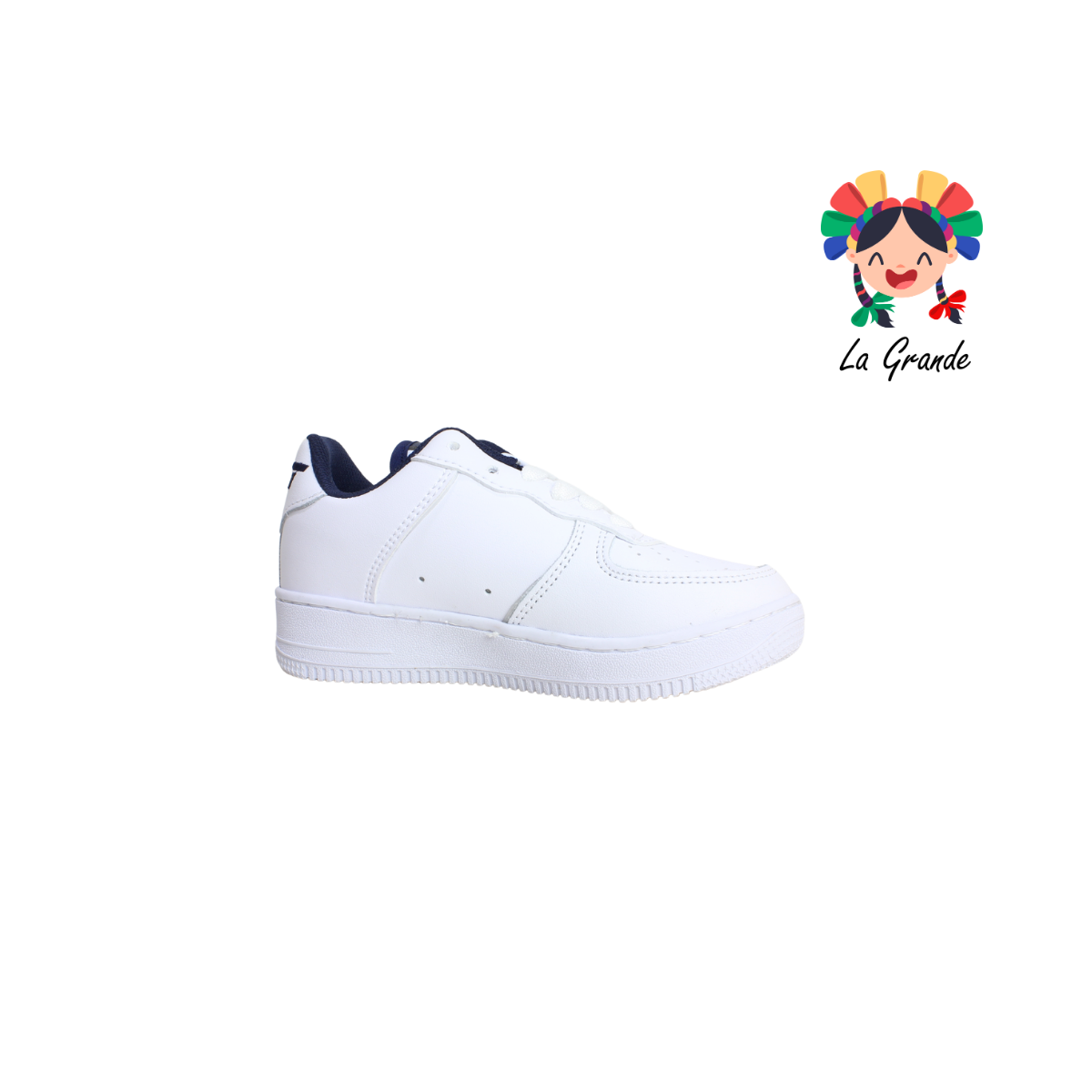 273 APT Blanco Marino Piel Tenis Escolar para Niña y Niño