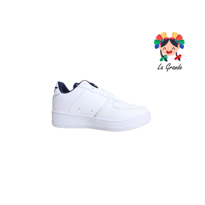 273 APT Blanco Marino Piel Tenis Escolar para Niña y Niño