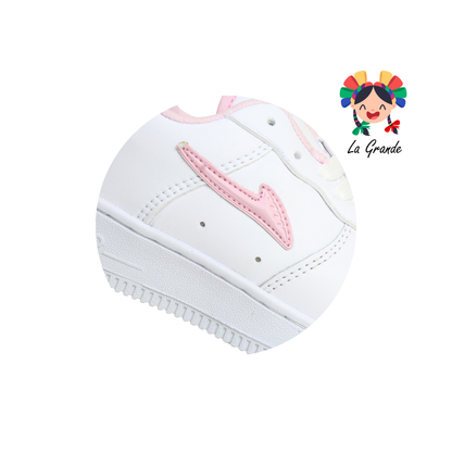 273 APT Blanco Rosa Piel Tenis Escolar para Niña
