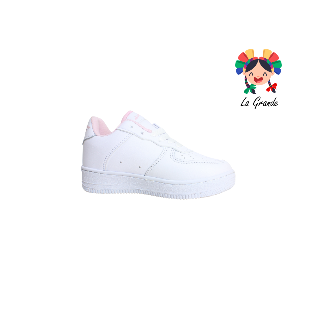 273 APT Blanco Rosa Piel Tenis Escolar para Niña