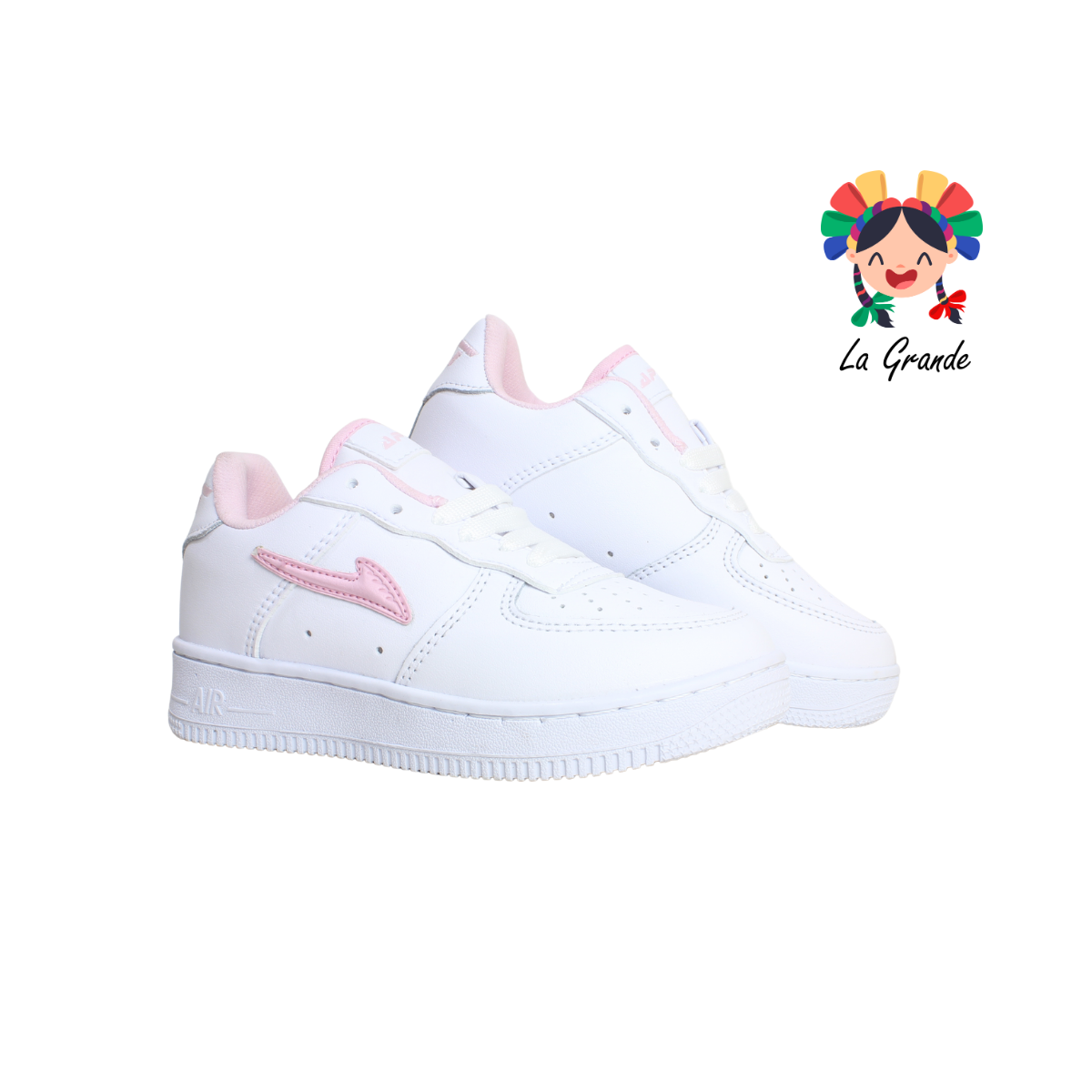 273 APT Blanco Rosa Piel Tenis Escolar para Niña