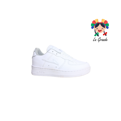 273 APT Blanco Plata Piel Tenis Escolar para Niña y Niño