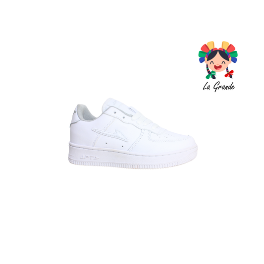 273 APT Blanco Plata Piel Tenis Escolar para Niña y Niño