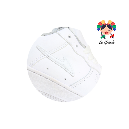 273 APT Blanco Plata Piel Tenis Escolar para Niña y Niño