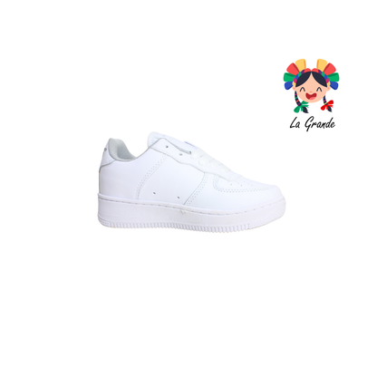 273 APT Blanco Plata Piel Tenis Escolar para Niña y Niño