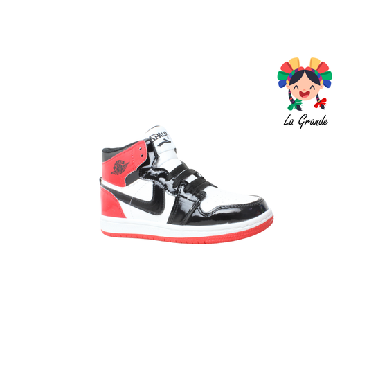 02 SPALD Bco Ngo Rojo Charol Tenis tipo Bota para Niño y Niña